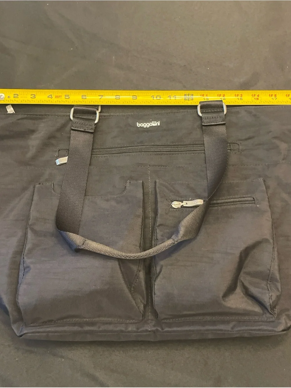 Baggallini Black Nylon Messenger Bag with Front Pockets